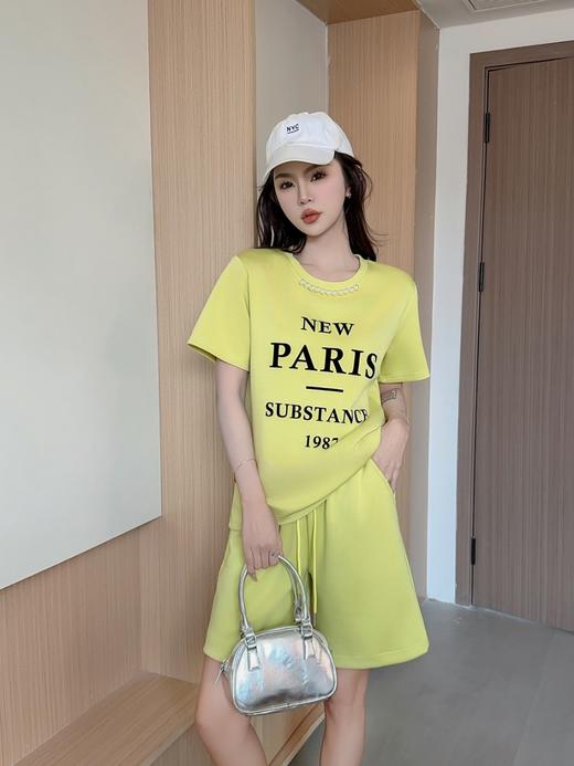 【YW】无忧购“清仓大促”美式复古字母印花钉珠圆领短袖T+休闲短裤套装X2560（截单后3-5天发货） 商品图12