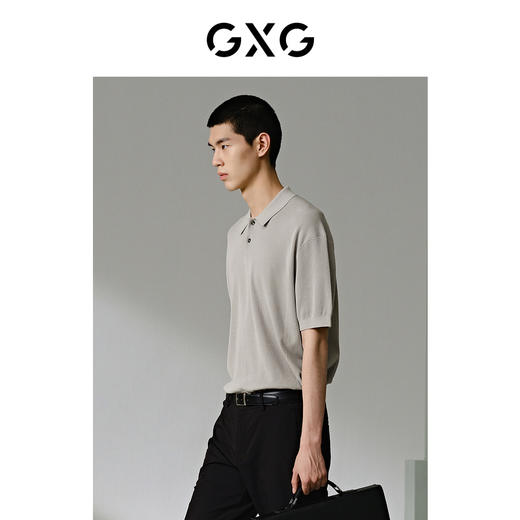 GXG男装 简约设计毛织polo衫男 24年夏季热卖G24X242041 商品图3