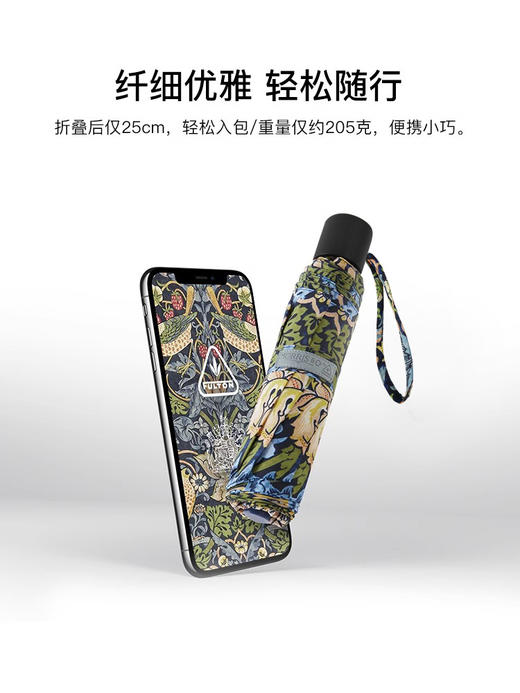 Fulton 富尔顿FULTON英国进口Morris Minilite-2 Strawberry Thief(防晒款)草莓小偷三折伞 商品图2