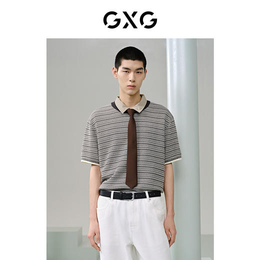 GXG男装  灰绿撞色设计短袖T恤 夏季热卖G24X442078 商品图3