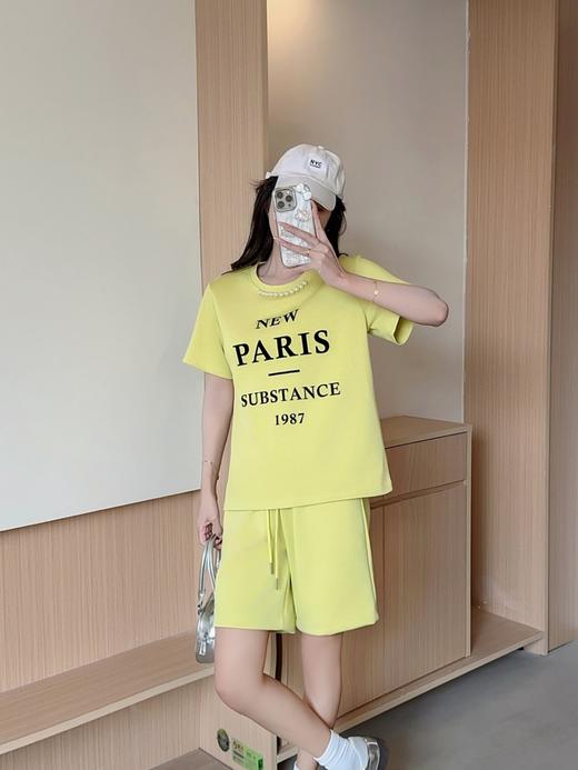 【YW】无忧购“清仓大促”美式复古字母印花钉珠圆领短袖T+休闲短裤套装X2560（截单后3-5天发货） 商品图11
