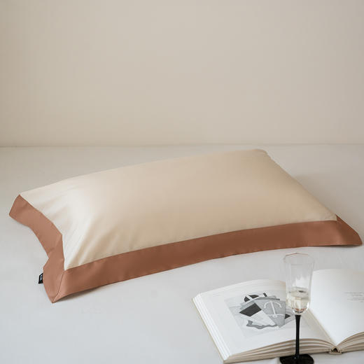 自然醒100支长绒棉Maillard美拉德系拼边枕套高奢款HS 商品图13