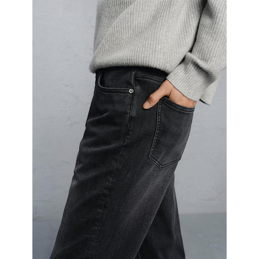 GXG男装   深灰色弹力牛仔裤通勤男长裤 24年冬G24X054047 商品图4