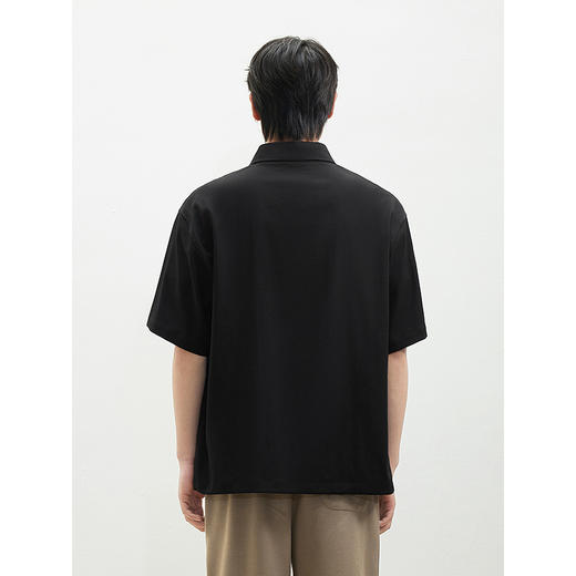 2025春夏热卖GXG男士衬衫黑色半纽扣套头宽松男士短袖衬衫 商品图3