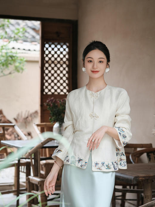 盛唐牡丹|丝麻百蝶手绣外套 商品图3