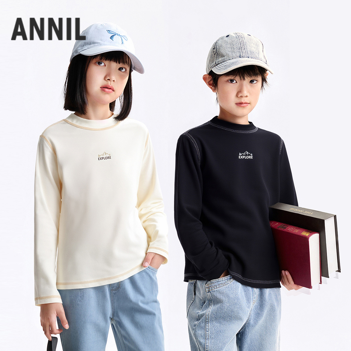 男女童中领长袖针织衫秋季新款安奈儿童装小程序专享EM531567