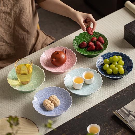 【古韵祥云高足果盘】中式禅意高脚盘陶瓷茶点盘客厅水果盘糕点干果点心盘家用复古 商品图0