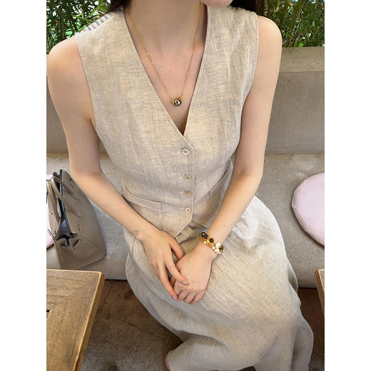 UMILAB｜晨露*静奢亚麻系列 法国雨露麻老钱马甲/松紧腰半裙E239W 商品图4