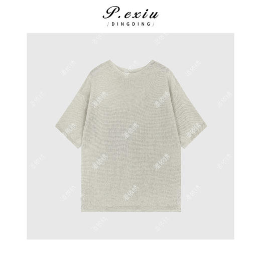 03-4潘依绣丁丁宠粉人丝和纸纱简约轻薄质感短袖针织上衣ZZ0898 商品图1