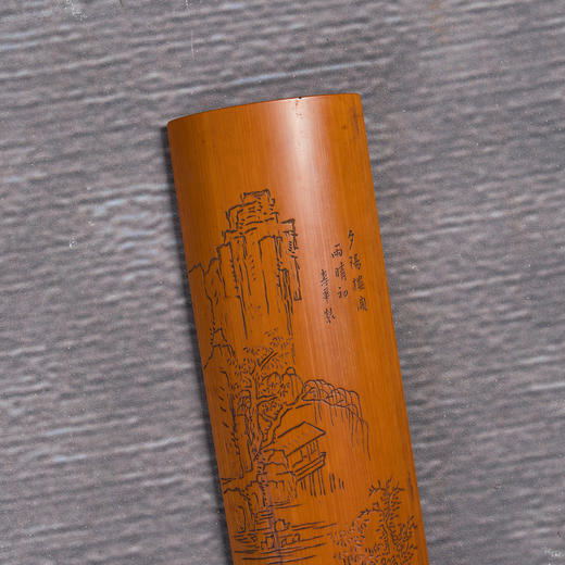 清	竹雕山水诗文臂搁 商品图3