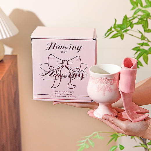 摩登主妇蝴蝶结马克杯生日礼物咖啡杯浮雕陶瓷杯子家用伴手礼水杯 商品图1