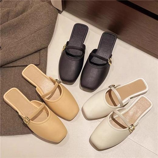 【可甜可酷，简约百搭~】法式包头半拖鞋女外穿 春夏新款百搭软皮穆勒鞋 玛丽珍单鞋低跟-QQ 商品图3