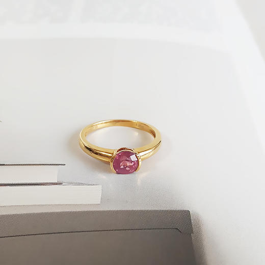 【天然正品】AU750黄金镶天然约1.26克拉（丝绒光泽）尖晶石戒指15号（戒圈可改）女士现售价：3880！030425AH61 商品图4