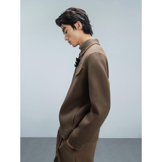 GXG男装  咖色肌理通勤短款大衣外套 24冬热卖G24X064004 商品图4