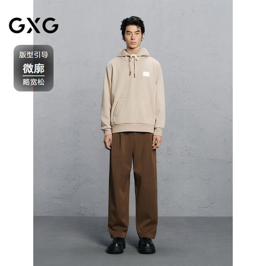 GXG男装 卡其色胸前皮标通勤卫衣 24冬季热卖G24X314035 商品图1