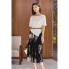 剩M 【休闲套装】2025夏季时尚桑蚕纯色T恤水墨印花A字半裙3742 商品缩略图1
