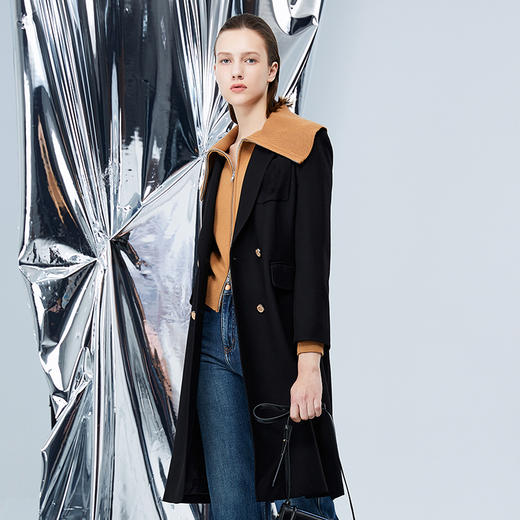 EITIE爱特爱冬季新款气质翻领中长款大衣外套7614319 商品图7