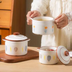 【千叶小黄花双耳炖盅】陶瓷隔水炖盅家用带盖燕窝盅蒸蛋盅煨汤小瓦罐婴儿辅食汤盅一人食