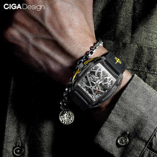 CIGA design玺佳机械表Z系列航母主题手表男士镂空经典酒桶型腕表 商品图1
