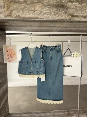 【门店同款】ENJOY夏季“都市漫游”拼蕾丝马甲套裙 162260665