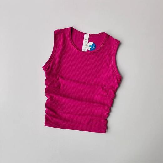 【Lu同款运动背心】夏季外穿 跑步高弹训练健身运动背心 螺纹褶皱显瘦瑜伽服  商品图8