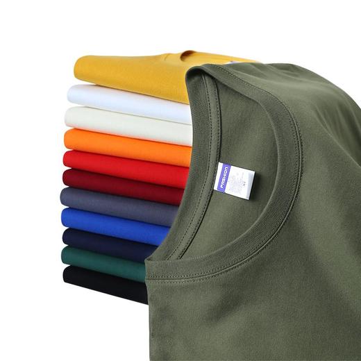 260g重磅精梳棉紧密赛络纺T恤圆领短袖男女同款落肩32支8001 商品图5