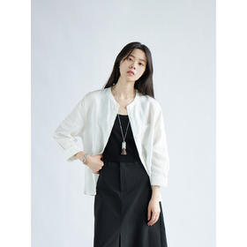 轻氧呼吸感！亚麻天丝！2025松弛精致显瘦圆领七分袖衬衫女夏新！