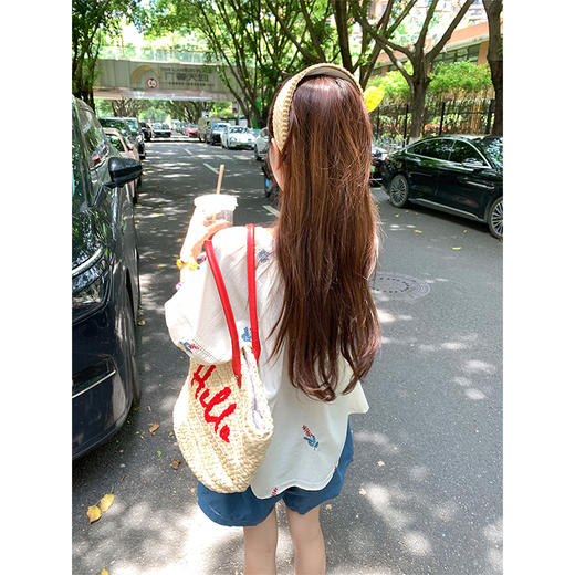 <曾小咸推荐>套装刺绣短袖衬衫蓝色休闲短裤 商品图4