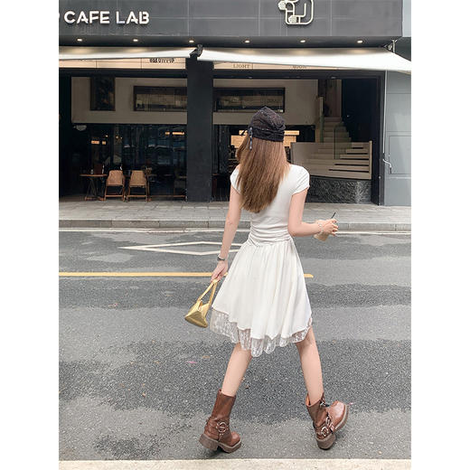 【折后再享2件88折】现货秒杀！微信打折价！斜肩拼接蕾丝花边连衣裙 日常199.99/件 立减90 秒杀109.99/件！！ 商品图4