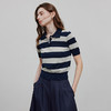 初语舒爽十字麻短袖针织衫女条纹polo上衣休闲小衫 商品缩略图2