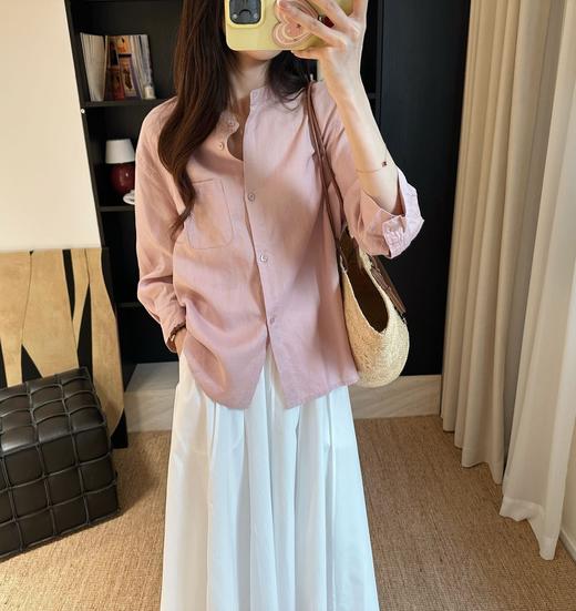 轻氧呼吸感！亚麻天丝！2025松弛精致显瘦圆领七分袖衬衫女夏新！ 商品图6