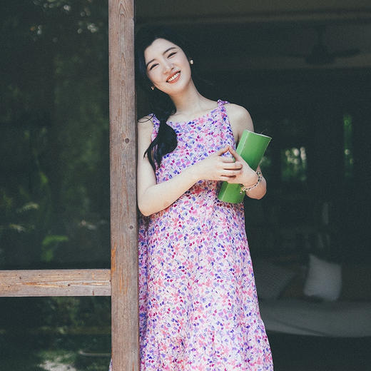 绽放女装321朵/【海街日记·美人鱼】亚麻印花背心裙无袖连衣裙夏 商品图1