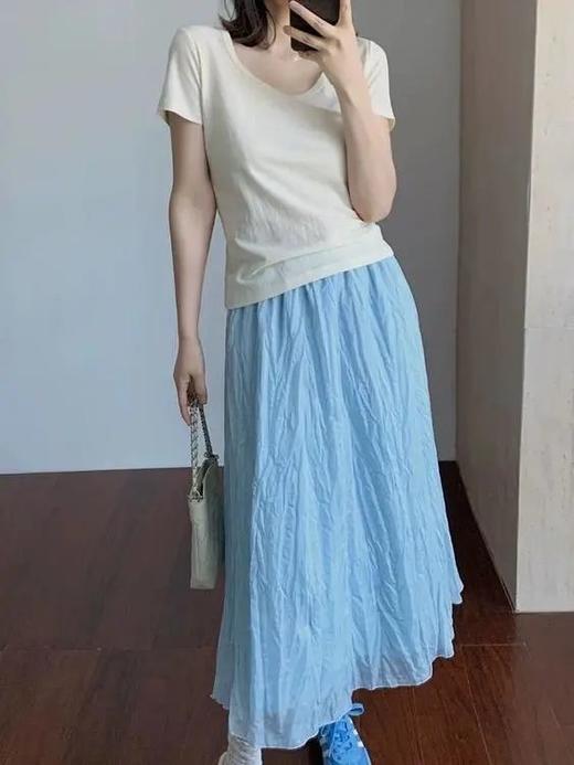 LPIUTY品牌直发！欧若风丁达尔鎏光压褶天丝半裙 C2288010 商品图0