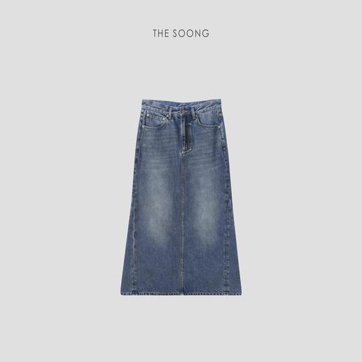 THESOONG"经典再塑"薄款纯棉水洗擦砂中腰牛仔半身裙HLNZ6884 商品图3