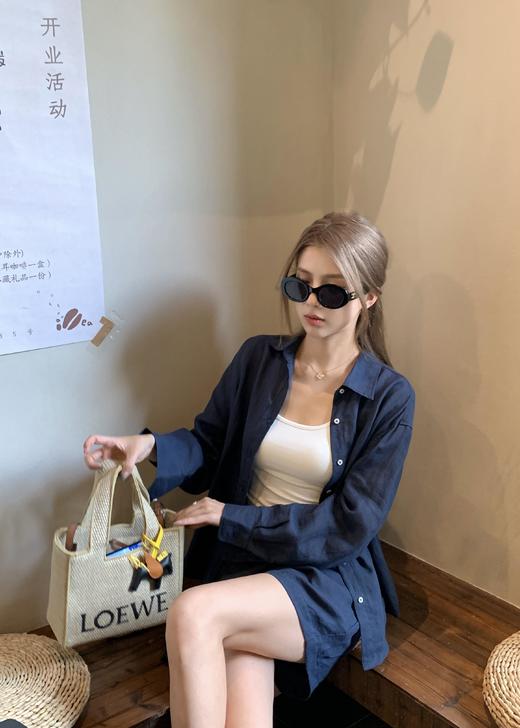 水洗薄如丝棉麻高级色调青蓝衬衫防晒衫 商品图4