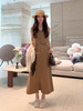 COCO ZONE 刘一一  【100亚麻】简约V领单排扣连衣裙CD2A1134 商品缩略图3