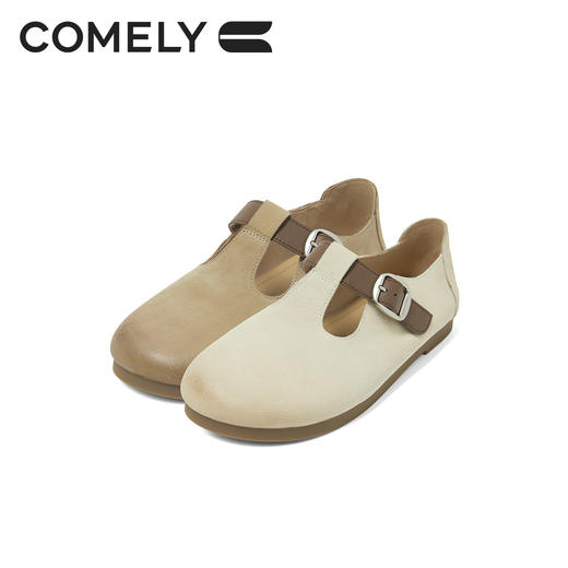 康莉KYQ5A556复古皮面勃肯鞋女软底秋季新款绝美不累脚小单鞋玛丽珍鞋 商品图1