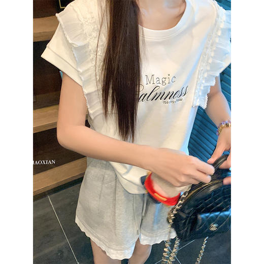 【129元任选2件】现货！韩版花边拼接短袖T 商品图1