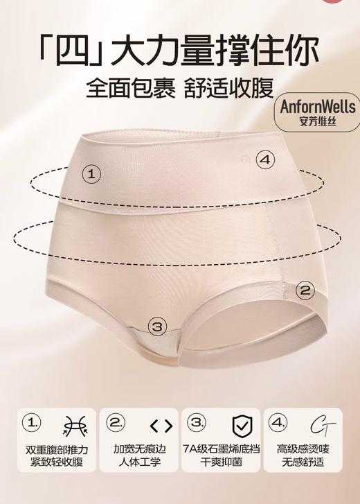女士内裤莫代尔棉中高腰包臀收腹提臀石墨烯三角内裤小版1215059 商品图1