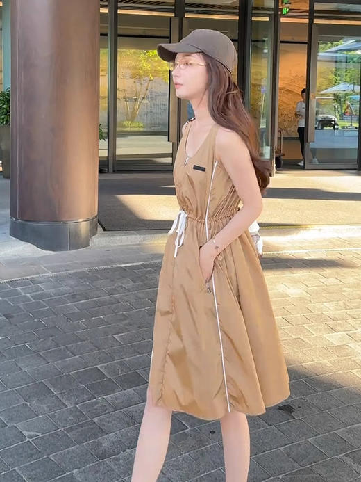 COCO ZONE 刘一一 “高光裙”U领前口袋腰部系带连衣裙CD2A1314 商品图0