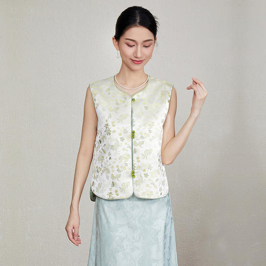 「自」全新升级【铂金会员349/天猫469/差价120】(33616)洛诗琳新中式织锦提花马甲2025夏季新款复古国风马甲上衣 商品图2