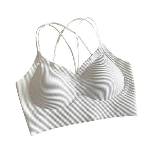 【无痕凉感交叉露背美背内衣】薄款细肩带吊带 聚拢夏季抹胸一体文胸  商品图3