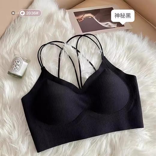 【无痕凉感交叉露背美背内衣】薄款细肩带吊带 聚拢夏季抹胸一体文胸  商品图4