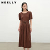 NEELLY纳俪商场同款夏新款复古优雅正肩连衣裙女收腰显瘦舒适长裙N25052Y01158 商品缩略图0