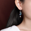 S925纯银复古做旧，国潮景泰蓝孔雀钱币镂空耳坠CW-914 商品缩略图3