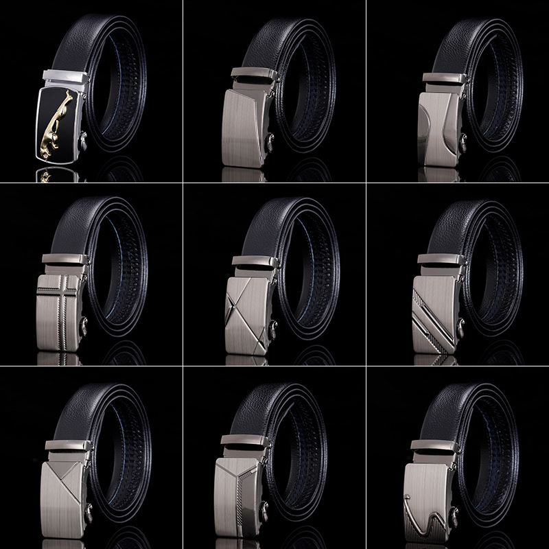 男士真皮带商务休闲黑面跑车自动扣礼品腰带