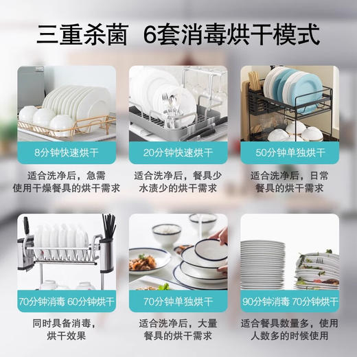 西门子（SIEMENS）90升嵌入式消毒柜家用厨房碗筷餐具紫外线烘干智能消毒碗柜HS223601W 二星级 90L 商品图2