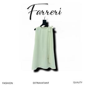 D家*25春夏新品蝴蝶结飘带纯色无袖连衣裙