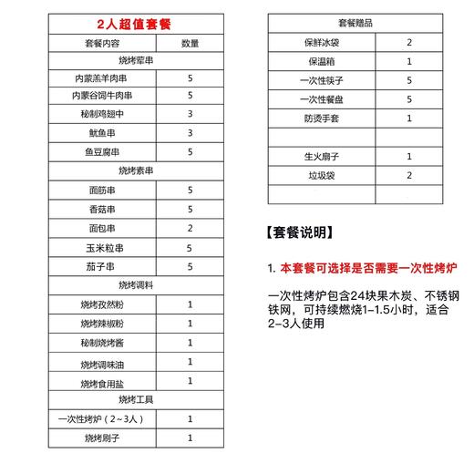 2人超值套餐（可选一次性烤炉） 商品图1