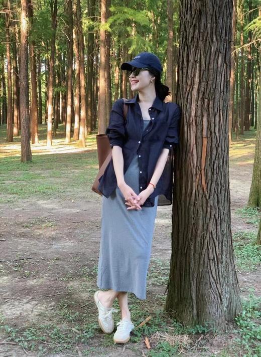 水洗薄如丝棉麻高级色调青蓝衬衫防晒衫 商品图9